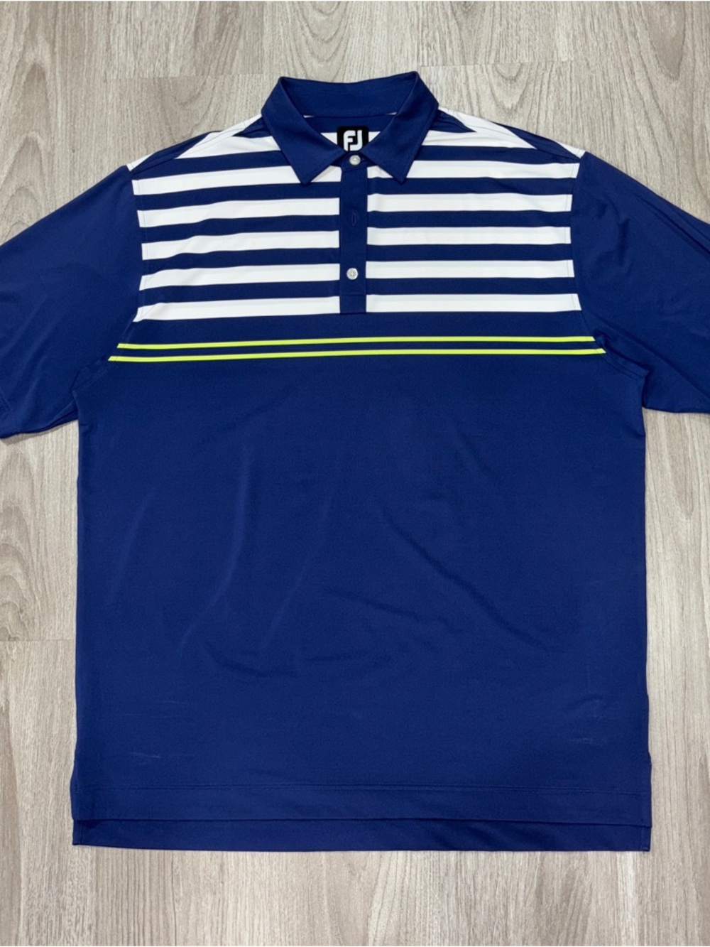 FootJoy FJ Golf Polo Mens
XL Blue Striped Performance Stretch Shirt